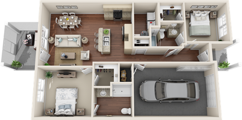 Floor plan for 2 beds, 2 baths, 1140 sqft